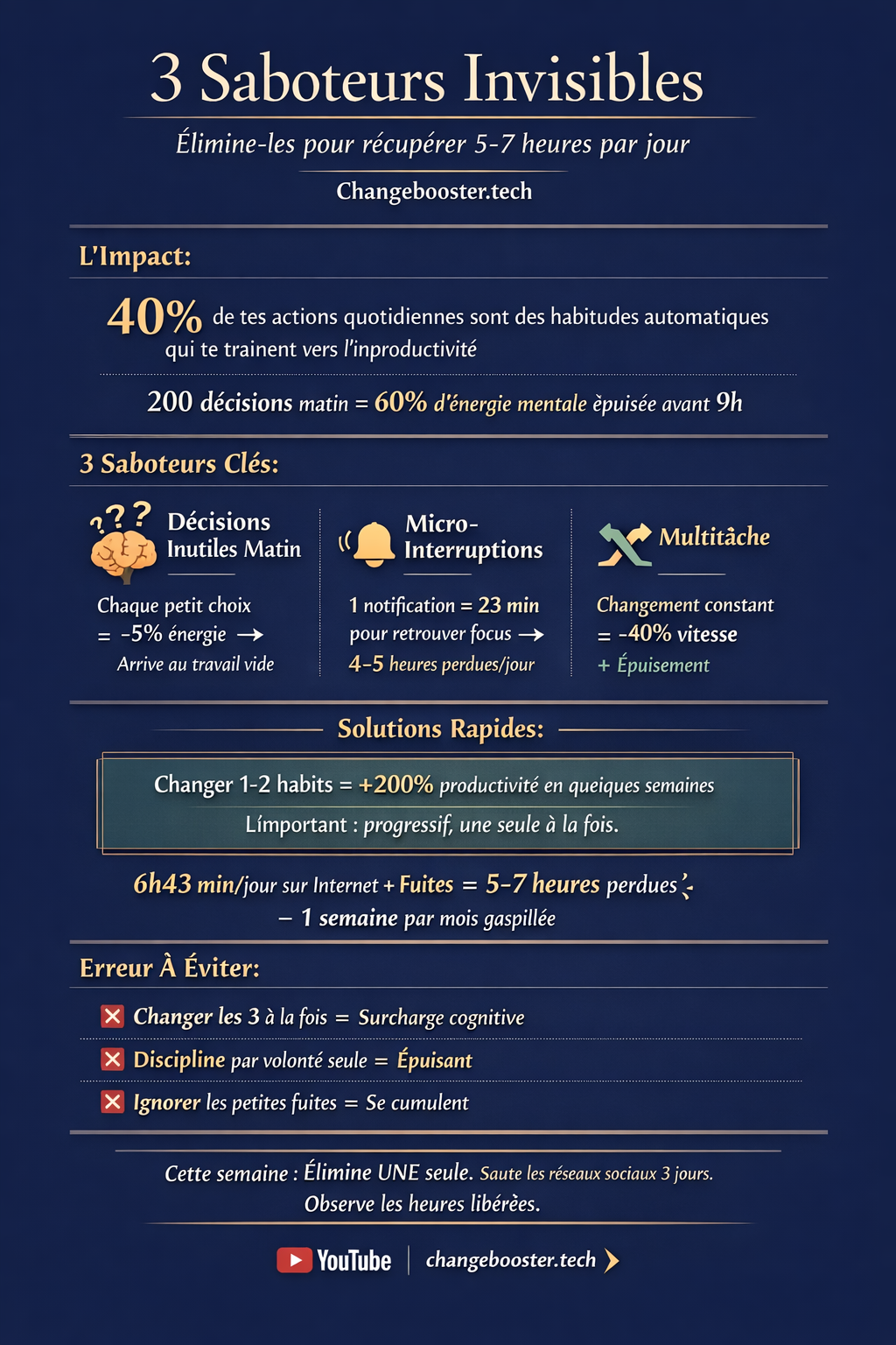 Infographie : 3 habitudes qui sabotent ta productivité