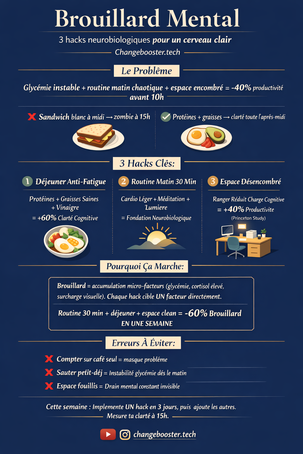 Infographie : 3 hacks pour éliminer le brouillard mental