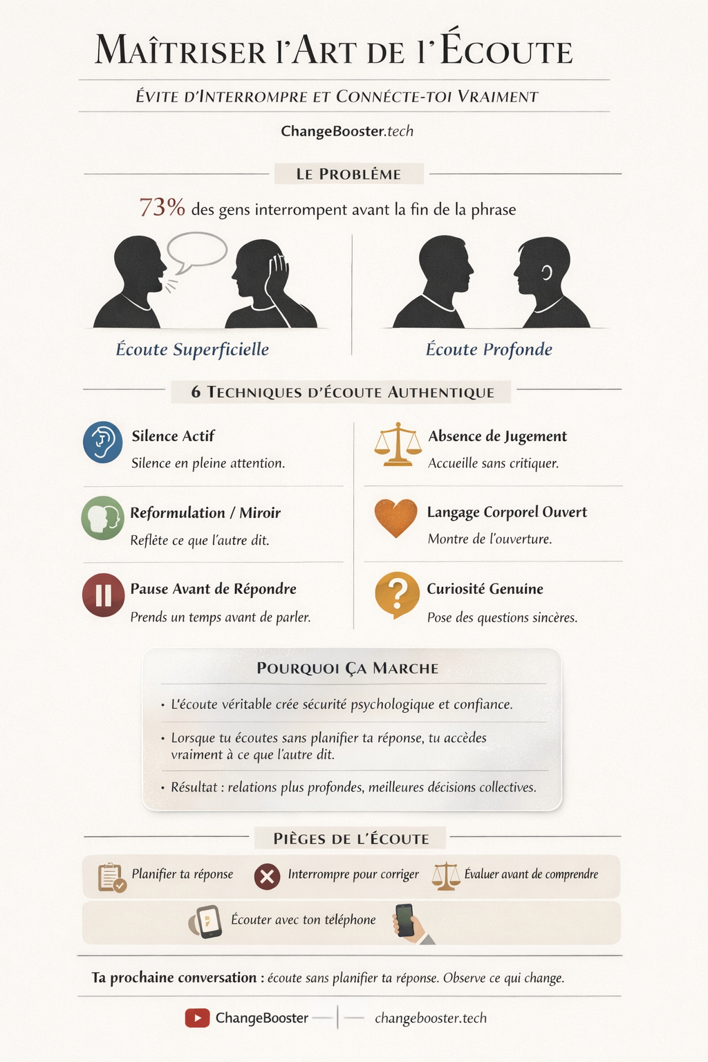 Infographie : Les 4 niveaux de l'écoute