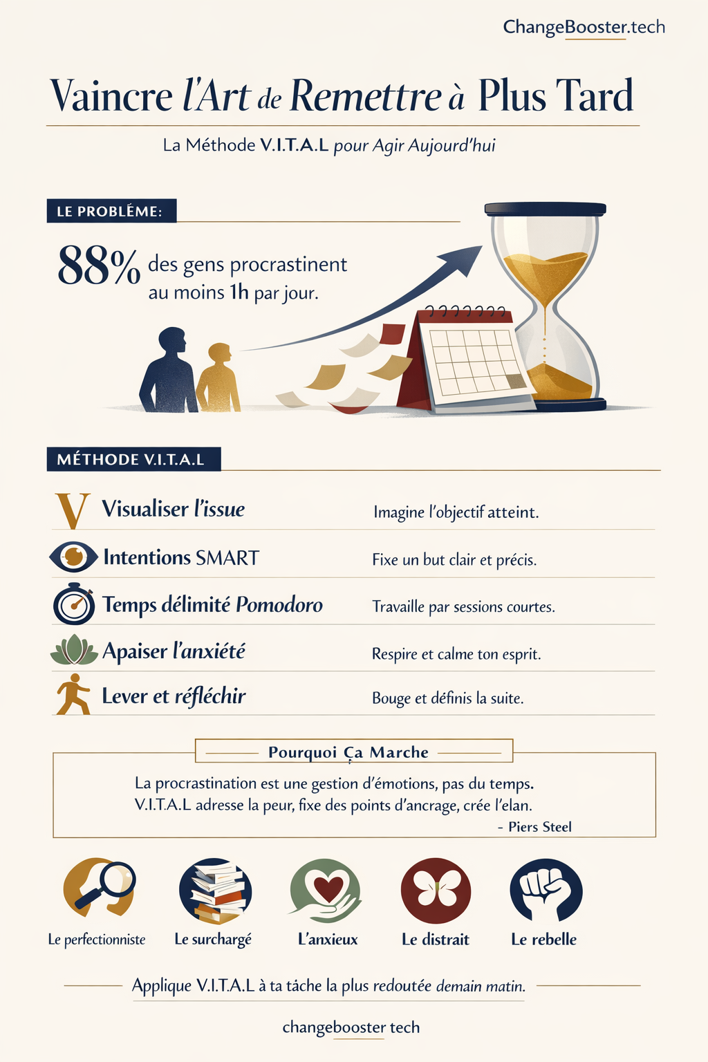 Infographie : La Méthode V.I.T.A.L. pour Vaincre la Procrastination