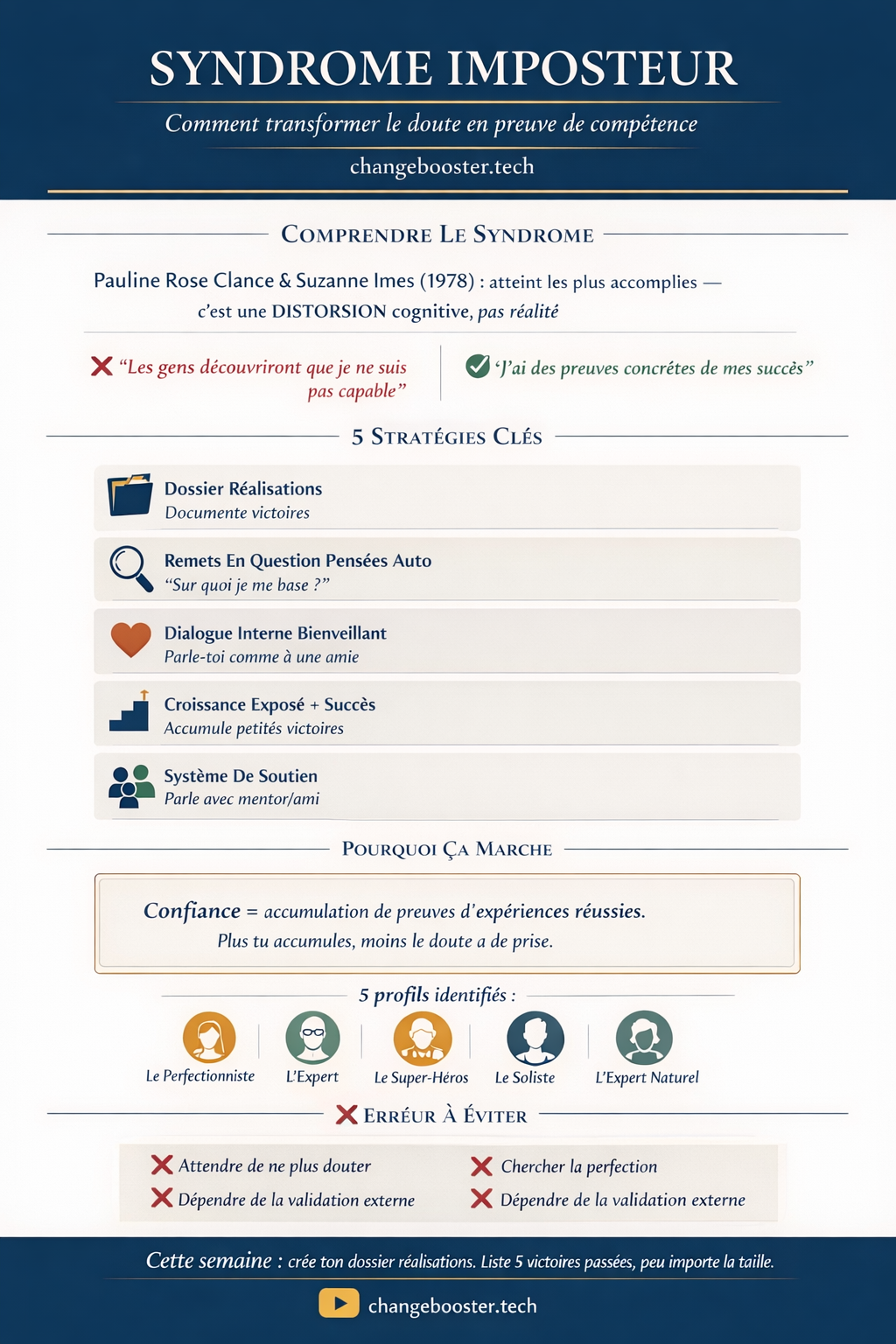 Infographie : 9 Stratégies pour Vaincre le Syndrome de l'Imposteur