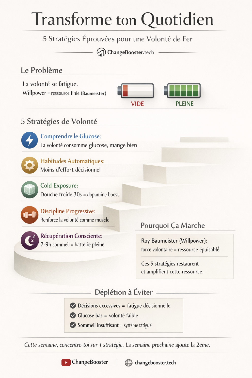 Infographie : Les 5 stratégies pour une volonté de fer