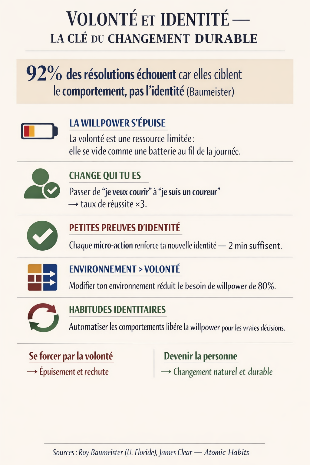 Infographie Volonté : L'Identité Est la Clé du Succès — ChangeBooster