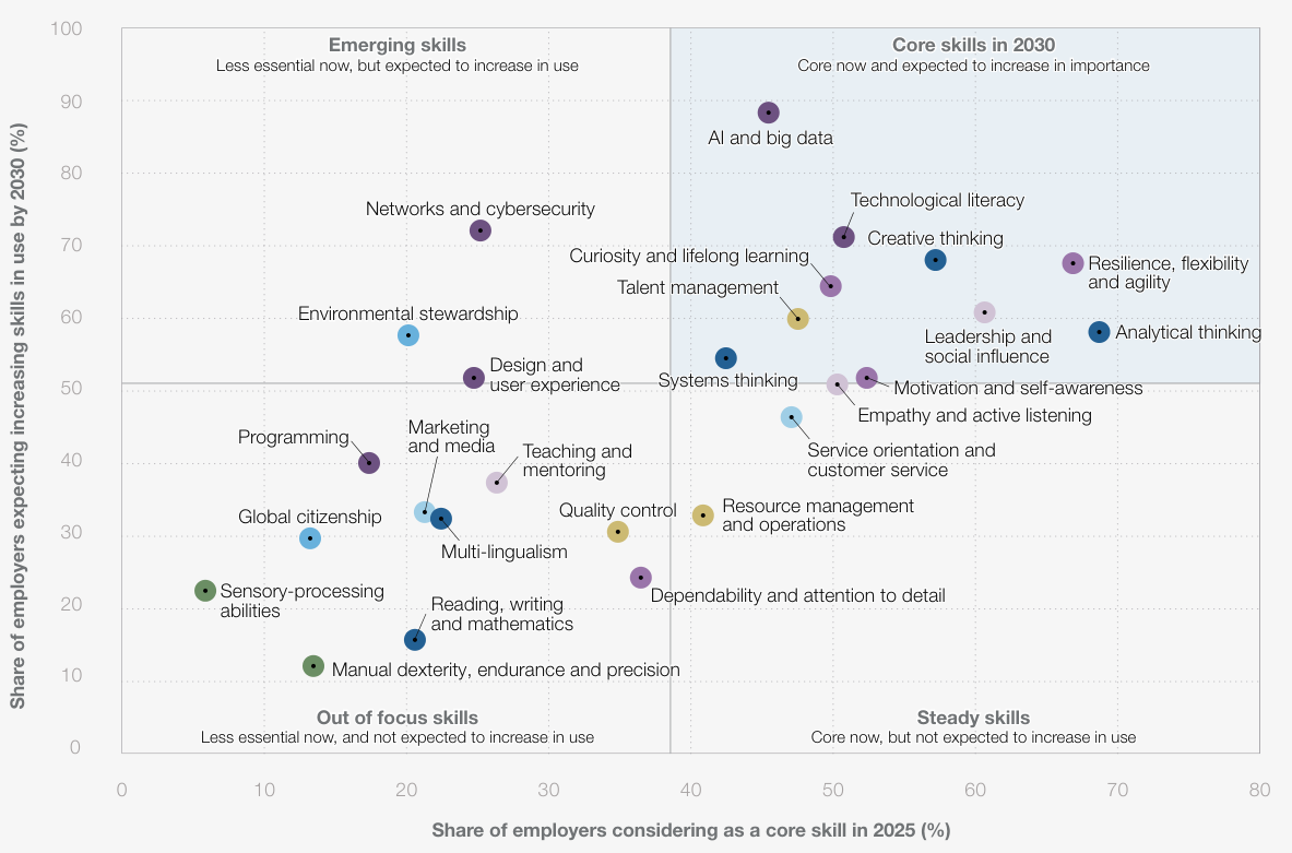 WEF Figure 3.6 — Core Skills 2030 Quadrant